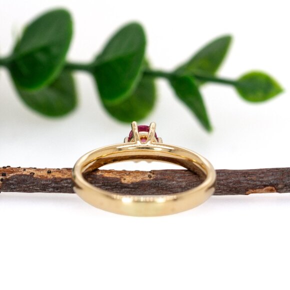 Madagascar Pink Spinel Ring in 14K Solid Gold with Natural Diamond Accents - Picture 7 of 8